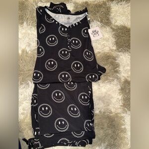 Black Smiley Face Bamboo Pajama Set